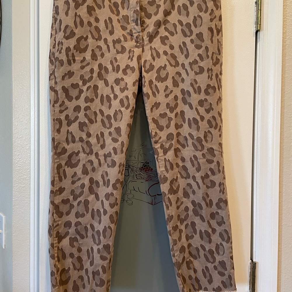 Escada Brown Leopard Print Skinny Jeans